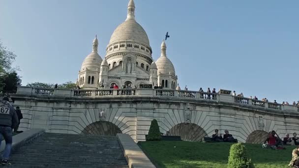 Знаменитая Фелика Сакре Кер Монмартре Париже — стоковое видео