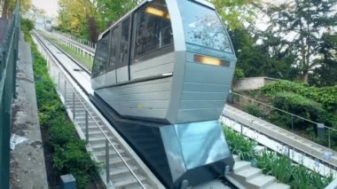 Fnicular teleferik, Montmartre Paris, Fransa'da Sacre Coeur Bazilikası'na için