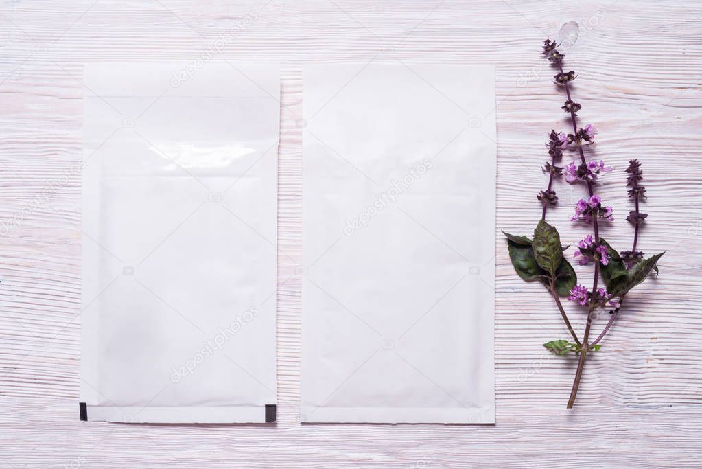 Set of two padded envelopes on gray background