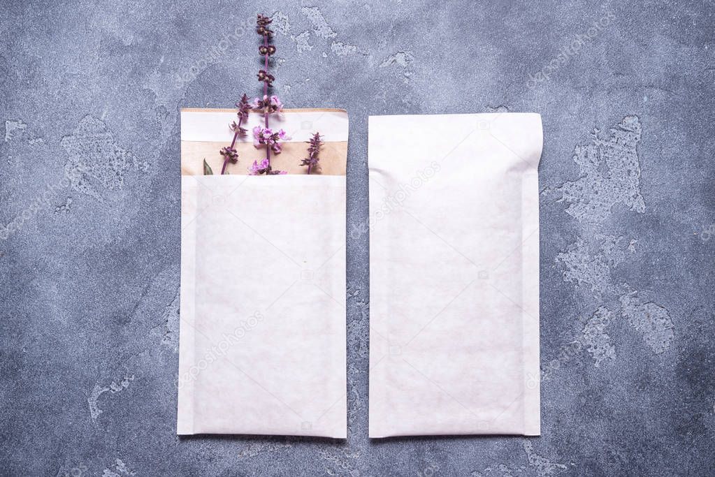 Set of two Foam padded envelopes on gray background