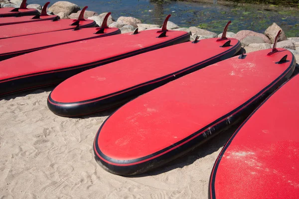 Beaucoup Planches Pagaie Sur Plage — Photo