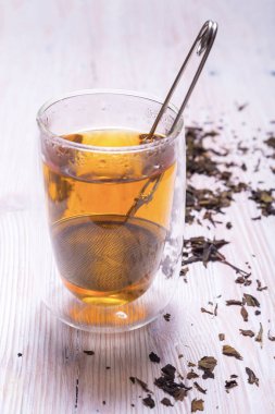 Çay ve paslanmaz çelik çay demlik ile çift cidarlı cam