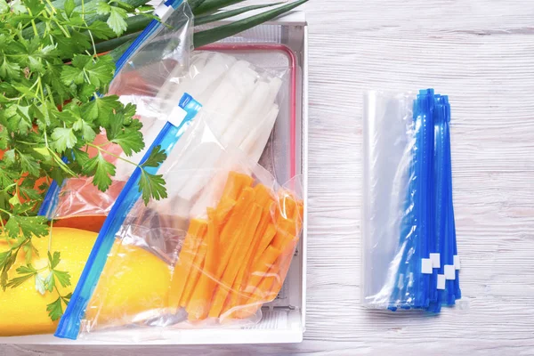 Zip Lock Plastic Bags Food Fruit Storage — Stock Photo, Image