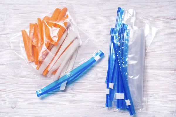 Zip Lock Műanyag Zacskók Élelmiszer Tárolására — Stock Fotó