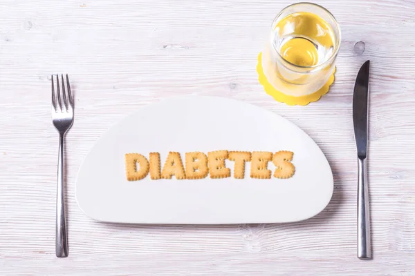 Letras Galletas Plato Porcelana Diabetes — Foto de Stock