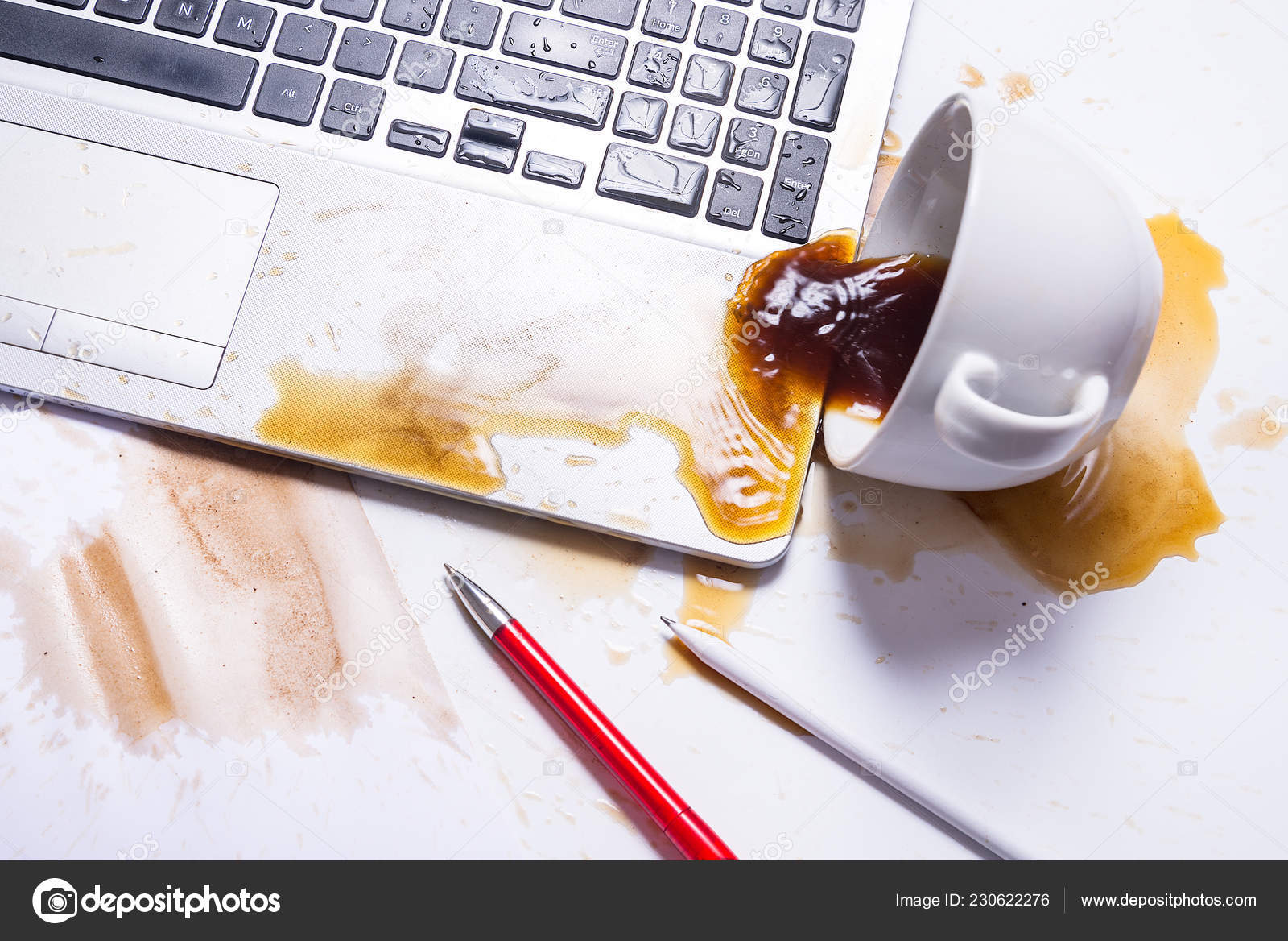 Spill Coffee Computer Keyboard Stock Photo by ©Yumis 230622276
