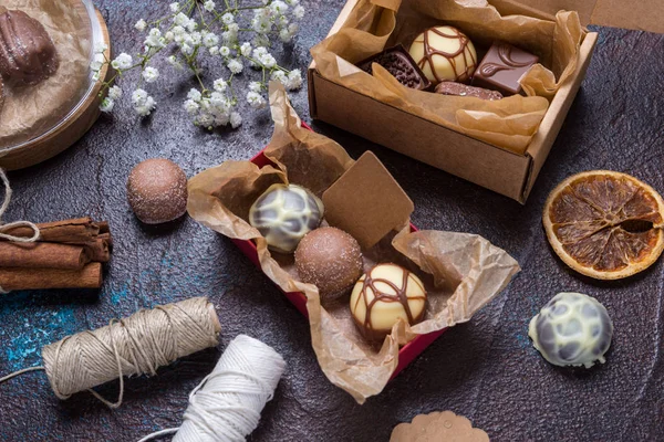 Chocolade Snoepjes Doos Van Gift — Stockfoto