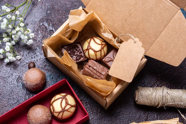 Chocolate candies in gift box