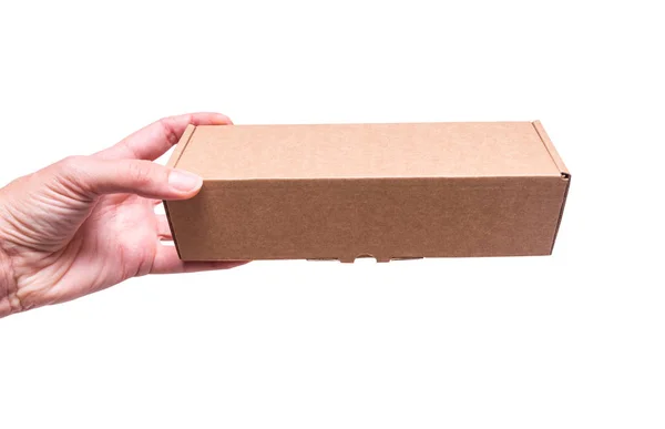 Caja Cartón Mano Mujer Aislada — Foto de Stock