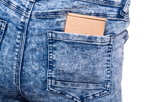 Caixa Papelão Bolso Jeans — Fotografia de Stock