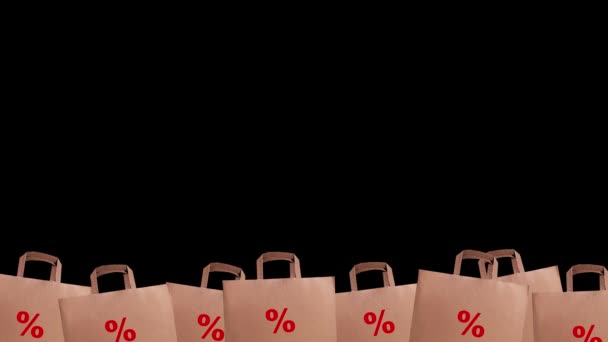 Animated Motion Graphic Craft Paper Bag Sale Concept Shop — Stock Video