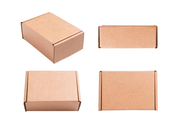 Izolované krabice z hnědých kartonů — Stock fotografie