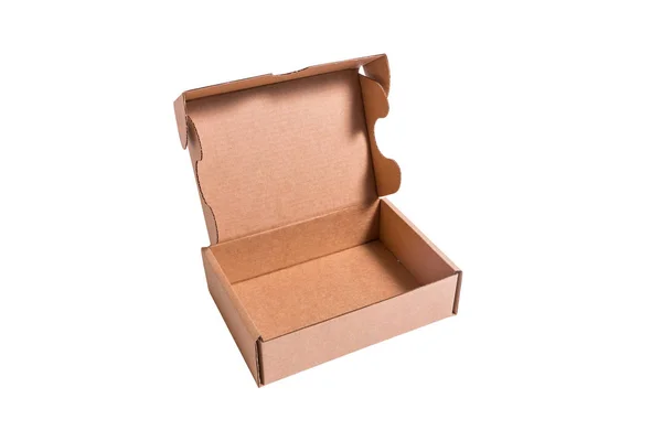 Bruin ambachtelijke kartonnen doos, isolaten — Stockfoto