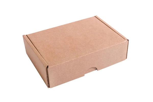 Caja de cartón artesanal marrón, aislados — Foto de Stock