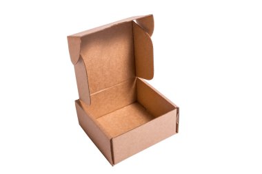 Brown craft cardboard box, isolates clipart