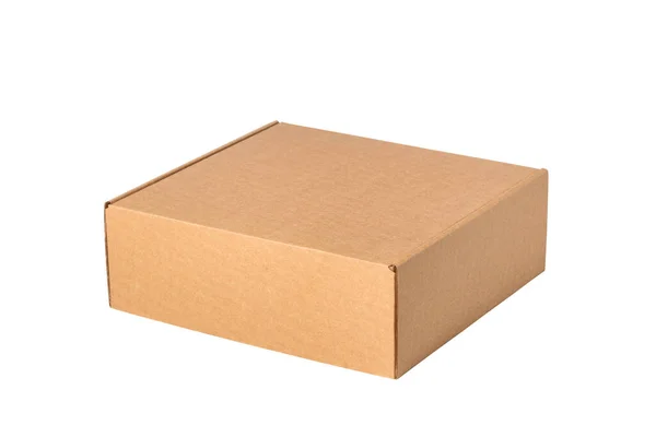 Коробка Картона Коричневого Цвета Изолированная — стоковое фото