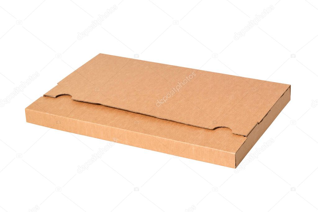 Brown cardboard carton box, isolated