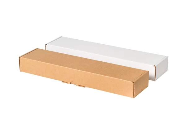 Set Scatole Cartone Marrone Bianco Isolate — Foto Stock