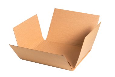 Kahverengi karton kutu, düz klasör izole edildi
