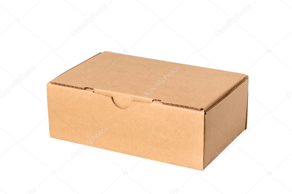 Brown cardboard carton box, isolated