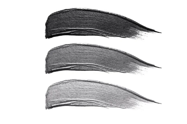 Set Cosmetic Samples Strokes Black Grey Metallic Stroke — Stock Photo, Image