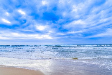 Fırtınalı Baltık Denizi, plaj, rüzgar, arka plan