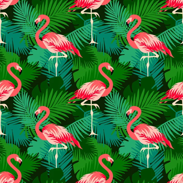 Vecteur Floral Sans Couture Motif Été Avec Feuilles Jungle Tropicale — Image vectorielle