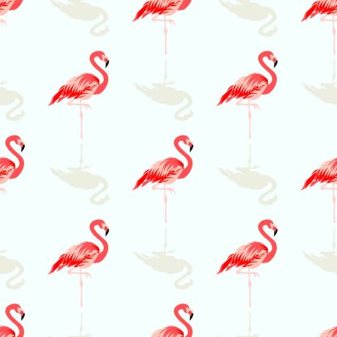 Şirin flamingo kuş ile sorunsuz yaz tropikal desen