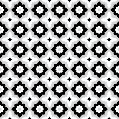 Seamless pattern geometric ceramic tile design with floral ornamen clipart