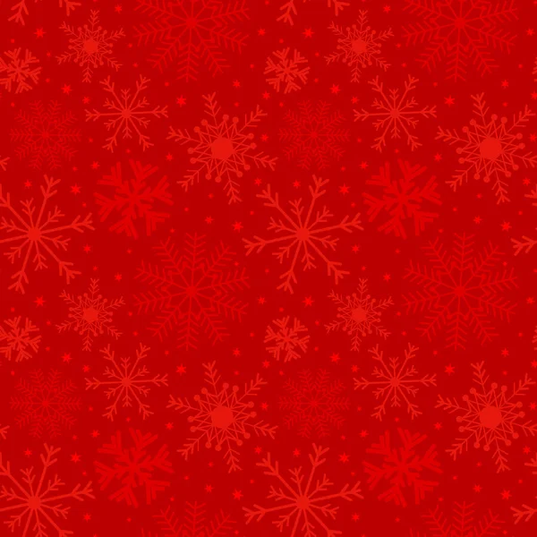 Fondo Navideño Con Copos Nieve Estrellas Rojo Patrón Rojo Invierno — Archivo Imágenes Vectoriales