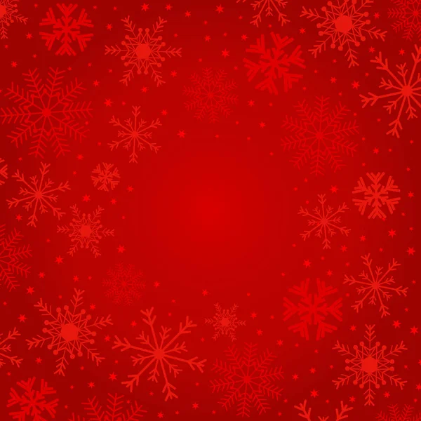 Weihnachtsfeiertag Hintergrund Mit Schneeflocken Und Sternen Rot Abstraktes Winterrotes Muster — Stockvektor