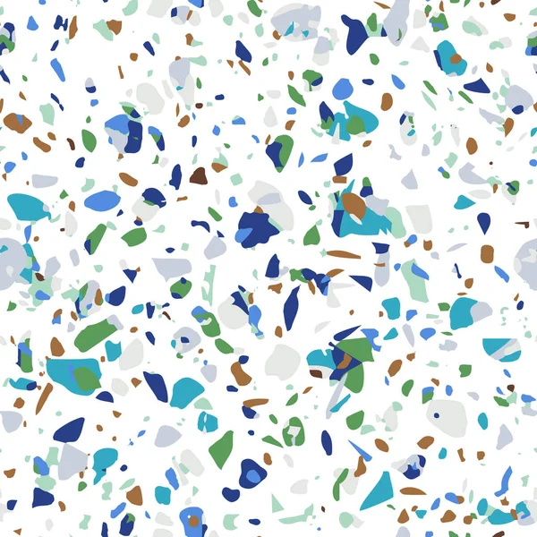 Sol Terrazzo Bleu Motif Sans Couture Fond Avec Surface Texturée — Image vectorielle
