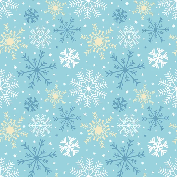 Modrý Vzor Bezešvé Sněhové Vločky — Stockový vektor