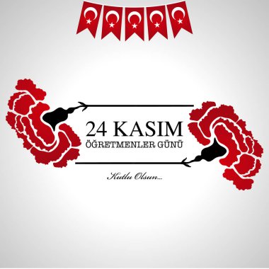 Kasım 24 Türk öğretmenler günü tasarım kartı. İngilizce çeviri, 24 Kasım mutlu öğretmenler günü.