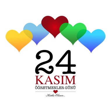 Kasım 24 Türk öğretmenler günü tasarım kartı. İngilizce çeviri, 24 Kasım mutlu öğretmenler günü