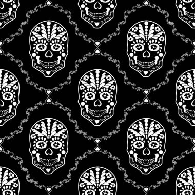 Kafatası ile süs Dikişsiz desen tasarım