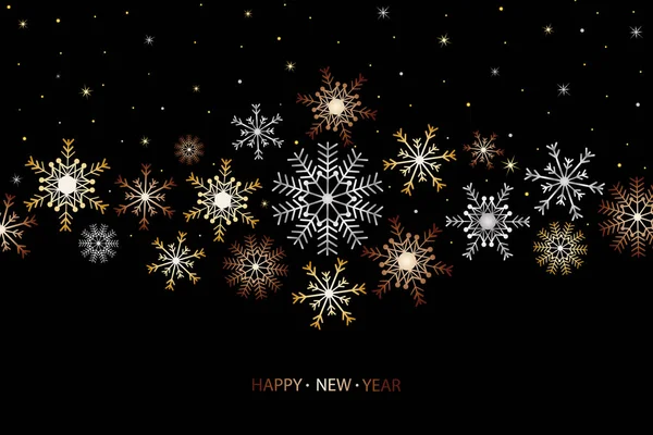 Feliz Año Nuevo Feliz Navidad Diseño Tarjetas Con Nieve — Vector de stock