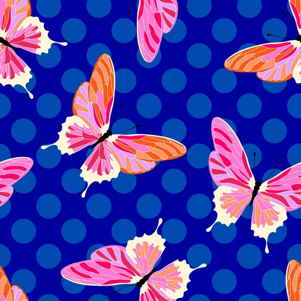 Nahtloses Muster Mit Schmetterlingen Vektor Schmetterling Hintergrund — Stockvektor