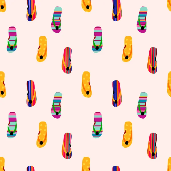 Flip flop print pattern. Seamless pattern with cute colorful sandals. Pattern design in slipper. Summer texture vector background