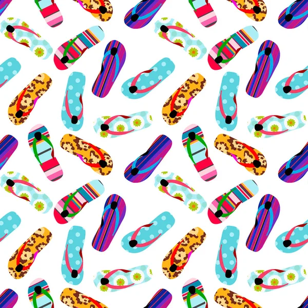 Flip Flop Print Pattern Seamless Pattern Cute Colorful Sandals Pattern — Stock Vector