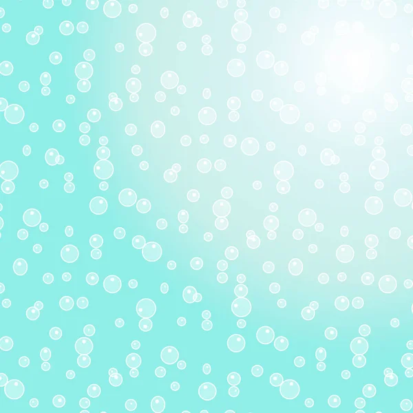 青色の背景の水バブル模様 — ストックベクタ