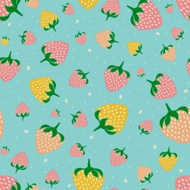 Tatlı çilek ile dikişsiz desen. Meyve arka plan.  