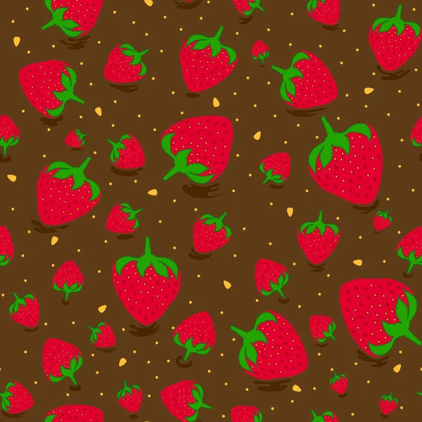 甘いイチゴとシームレスなパターン。フルーツの背景 — ストックベクタ