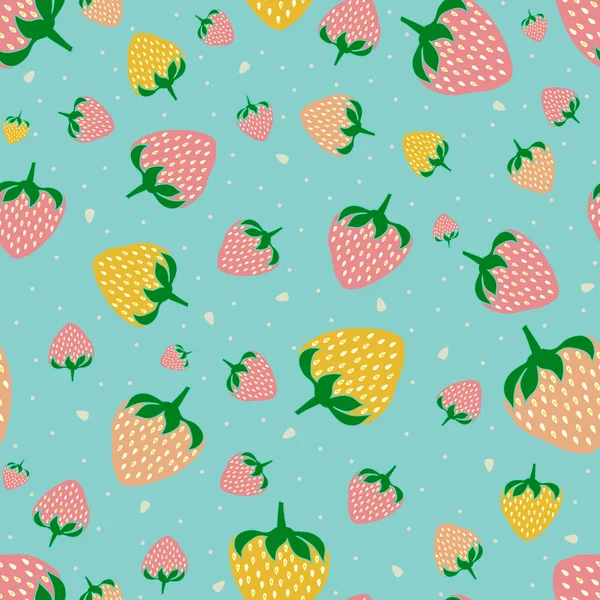 Sömlöst mönster med söta jordgubbar. Frukt bakgrund. — Stock vektor