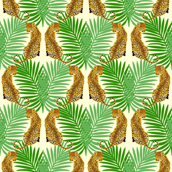 Леопардовый джунгли бесшовный рисунок. Рисунок печати животных — стоковый вектор