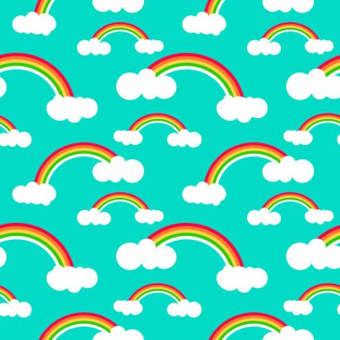 Gökkuşağı ve bulut vektör arka planı