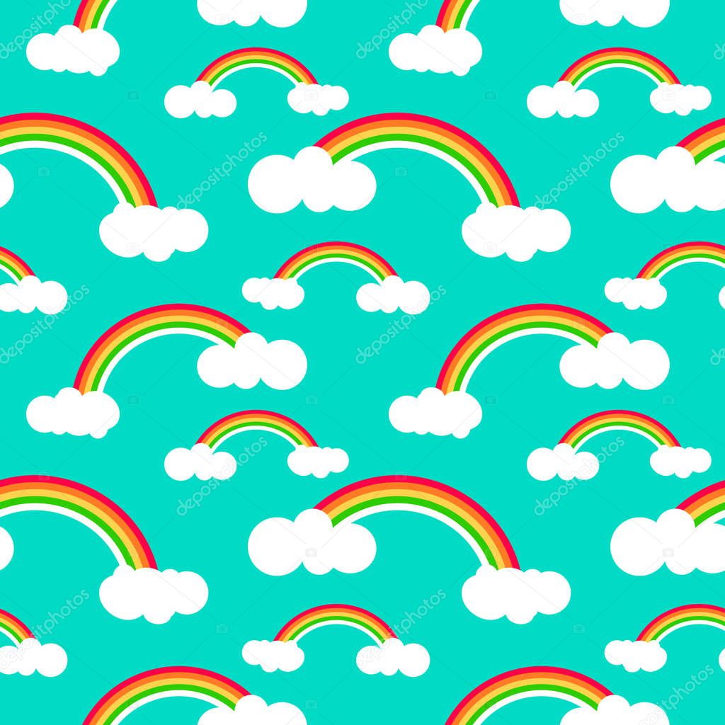 Rainbow and cloud vector background