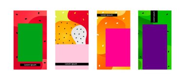 Tropikal yaz meyve sosyal ağ yaratıcı arka plan seti. S