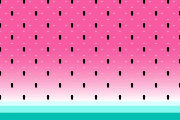 Vector watermelon background with black seeds and polka dots.  S — Stock Vector