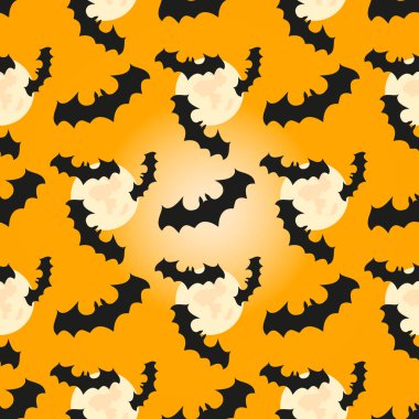 Cadılar Bayramı afişi. Yarasalarla kusursuz bir desen.